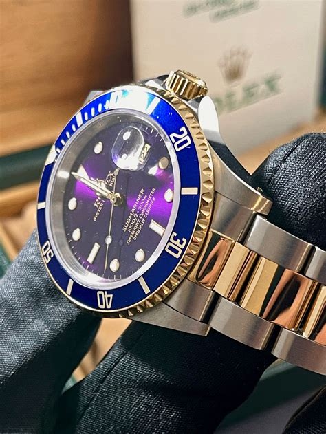 purple dial rolex submariner|rolex 16613 years of production.